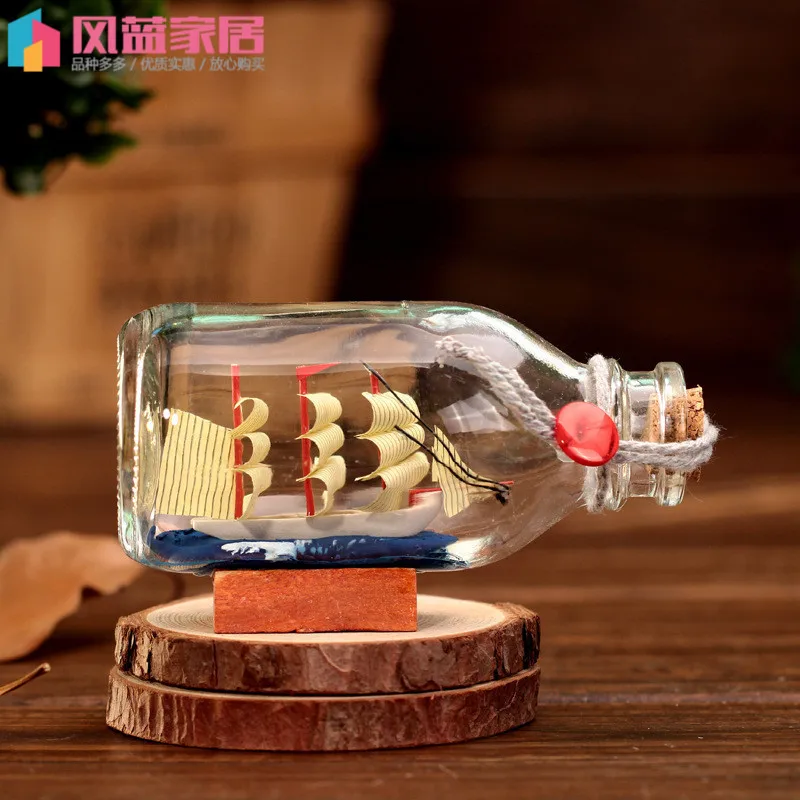 

Built-in Sailing Glass Drifting Bottle Wishing Bottle Creative Desktop Decoration Decoration Glass Craft Decoration Gift