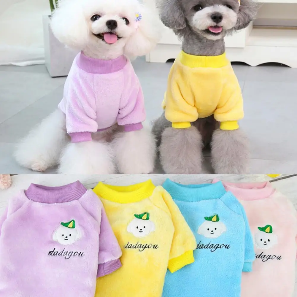 

Pet Clothes Cartoon Dog Pattern Keep Warmth Cute Dogs Coral Fleece Sweatshirt Costume for Winter