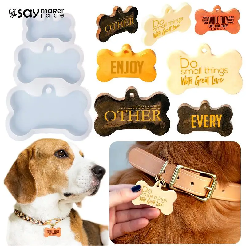 

1PCS DIY 3-link Dog Bone Pet Tag Silicone Mould Bone Luggage Tags Charms Pendant Keychain Jewelry Crafting Epoxy Resin Mold