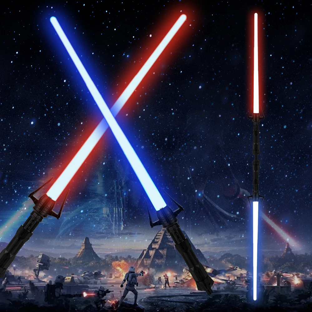

LED Light Up Saber With Sound Retractable Splicable 7 Colors Light Saber Sword For Boys Kids Party Favors Cosplay Props - 2 Pack