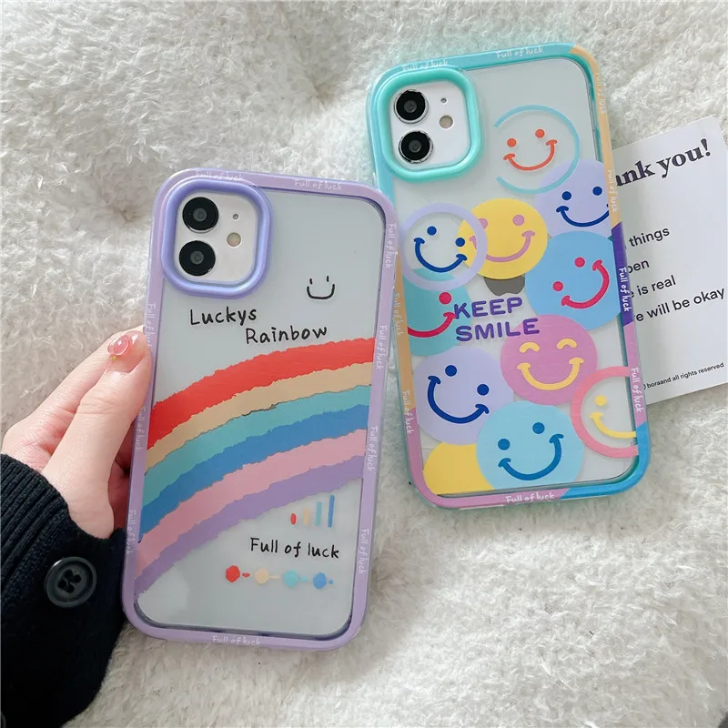 

Модный ударопрочный чехол Smile Rainbow 3 в 1 для телефона Samsung Note 20 Ultra S20 FE A32 52 72 12 11 31 51 71 50 70 30S 22 03S 02