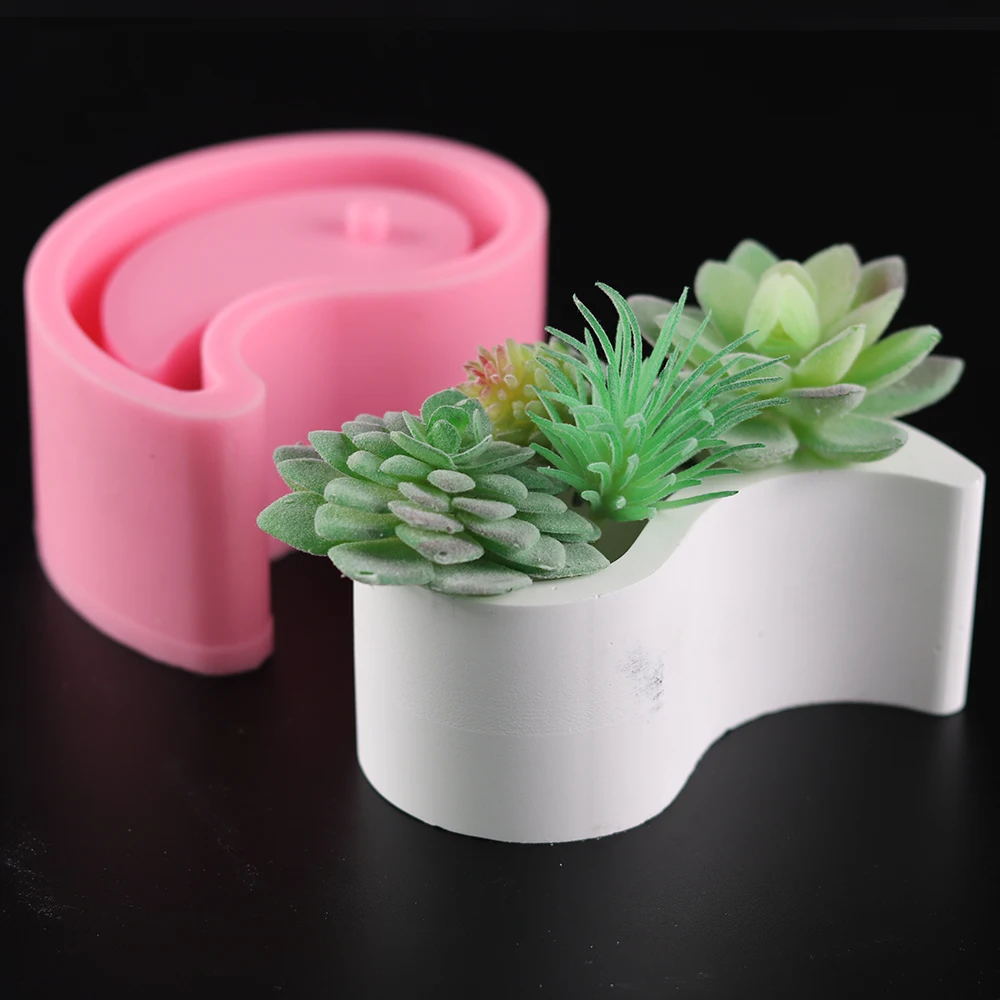 

3D Planter Concrete Mold DIY Tai Chi Cement Plaster Flower Pot Silicone Molds Handmade Storage Box Epoxy Resin Mould Home Decor