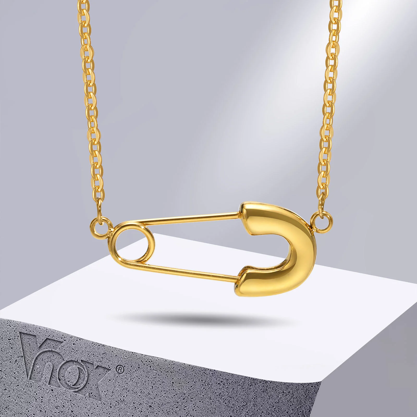 

Vnox Chic Paperclip Safety Pin Pendant Choker Necklaces for Women Girls,Gold Color Stainless Steel BFF Birthday Gifts Jewelry