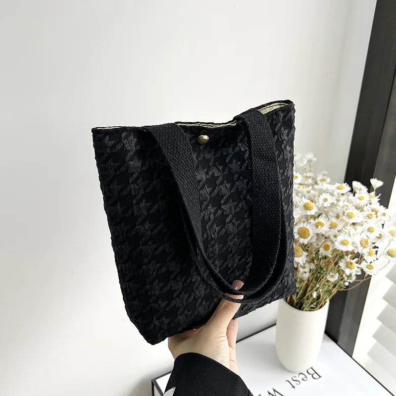 

Canvas Women's Bag Designer Large Capacity Portable Shopping Shoulder Bags Female Casual Totes Handbags Solid Student Lunch Bag