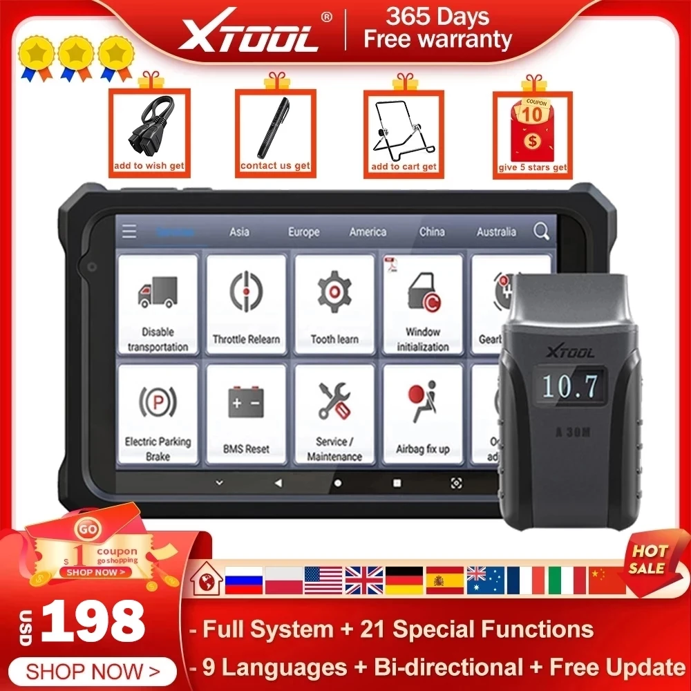 

XTOOL Anyscan A30 A30M Инструменты для полной диагностики системы Active Test Auto Vin ABS Airbag Oil EPB DPF Reset OBD 2 BT-Connect Automotive Scanner Code Reader Бесплатное обновление онлайн