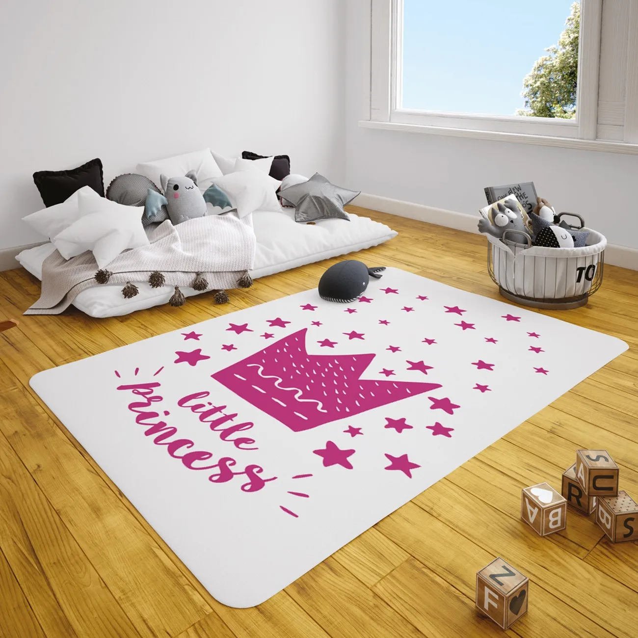 

Милый детский коврик для игр с рисунком короны принцессы, Круглый прямоугольный детский коврик для ползания новорожденных, декоративные ко...