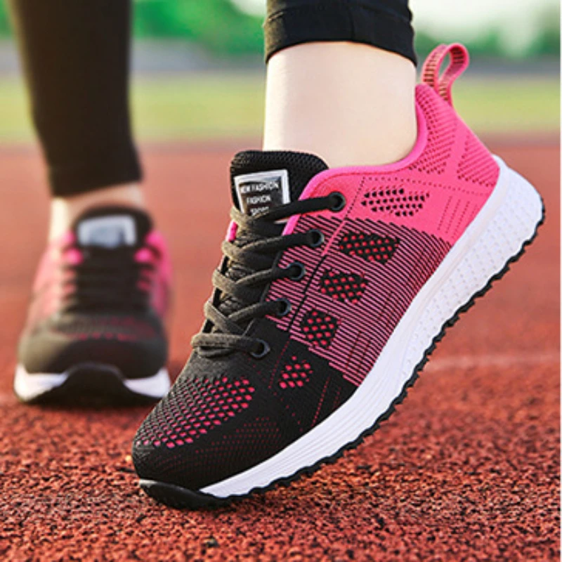 

2022 Sneakers Women Shoes Flats Casual Ladies Shoes Woman Lace-Up Mesh Light Breathable Female Zapatillas De Deporte Para Mujer