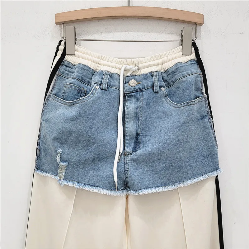 Женские свободные брюки в Корейском стиле повседневные мешковатые синие джинсы