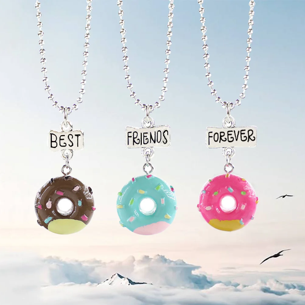 

Necklace Donut Friendshippendant Best Necklaces Girl Girls Bracelets Friend Bff Set Children Kids Friends Kid Forever Toys Alloy