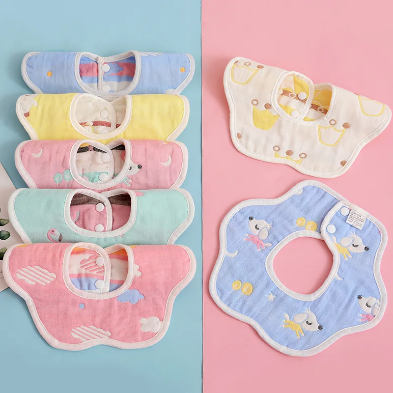 

3PCS Baby Bibs Newborn 6Layers Gauze Cotton Feeding Bib Saliva Towels 360° Flower Shape Antifouling Bebe Infant Apron Burp Cloth