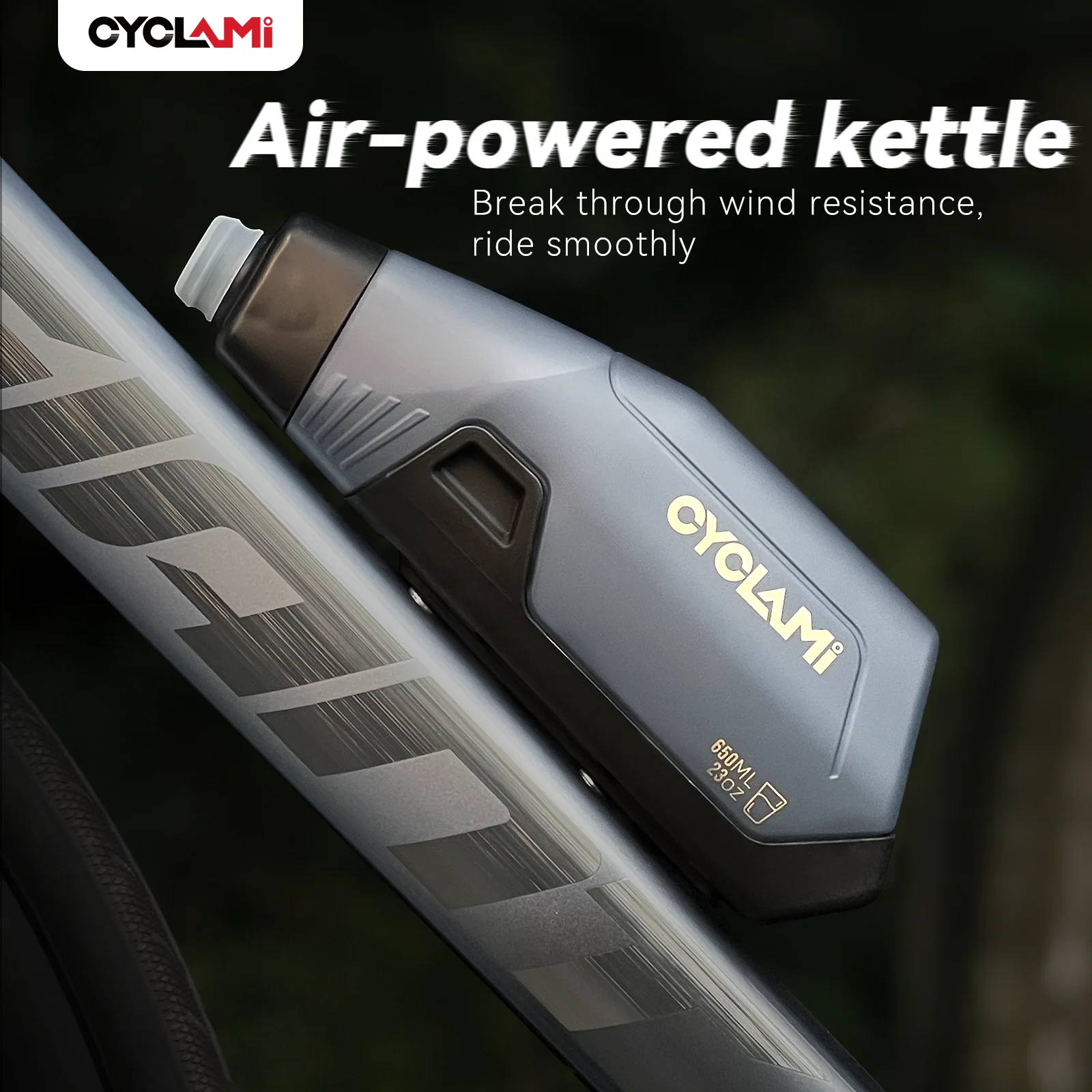 Фото Комплект аэродинамического держателя для фляги CYCLAMI 650 мл для велосипеда, фляга для воды на раму MTB/шоссейного велосипеда, для нижней трубы рамы, для езды №1