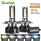 Светодиодные лампы для фар головного света OVEHEL, 100 лм, 9005 Вт, HB3, HB4, 9006, 6000, H1, H8, H9, H11, Canbus, H7, H4, 12 В, 24 В, для грузовиков, 8000K, K