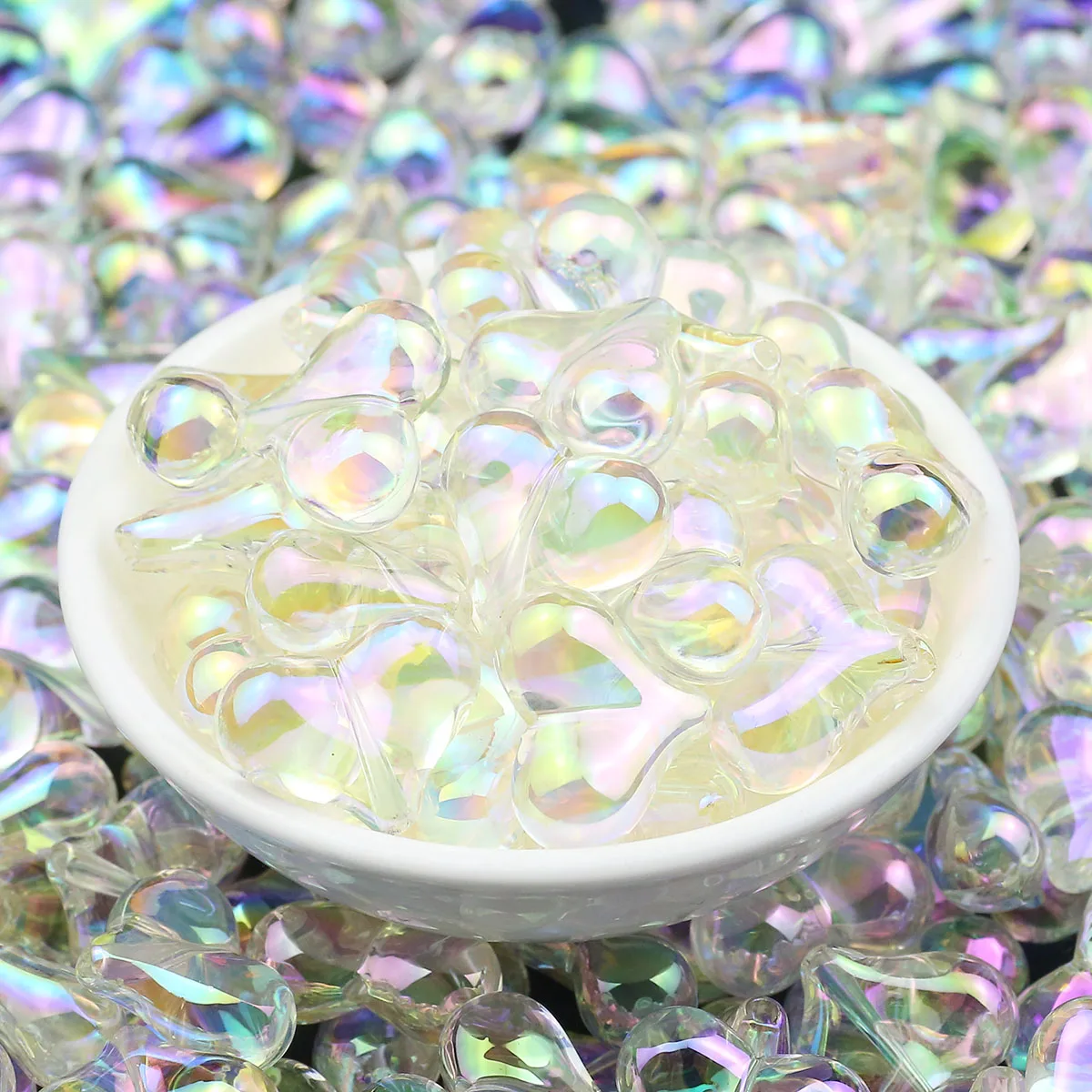 Прозрачные УФ-акриловые бусины в форме сердца разделители свободные для