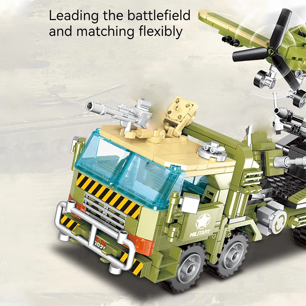 Военный армейский грузовик строительные игрушки для мальчиков 581 шт. автомобиль