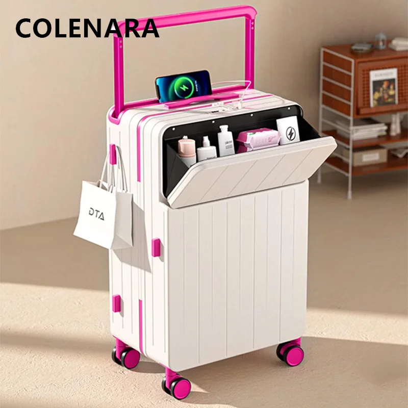 Фото COLENARA Высококачественный чемодан с зарядкой через USB, чехол для посадки, 20 дюймов, 22 дюйма, 24 дюйма, 26 дюймов, с передним отверстием, чемодан на тележке для ноутбука, чемодан для багажа в салоне №1