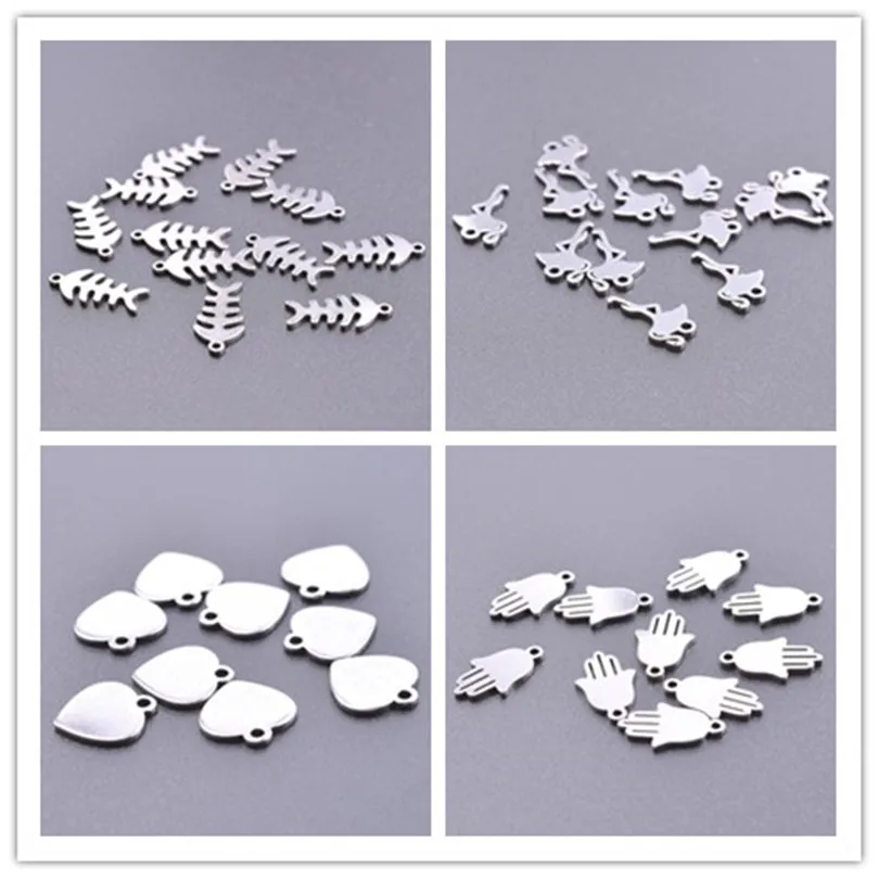 20 шт./лот Серебристые рыбьи кости Фламинго черепа пальмы розы отпечатки лап ног