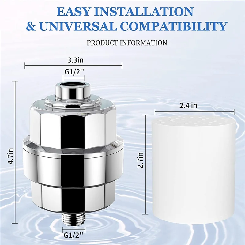 20-ступенчатый душевой фильтр-фильтр для жесткой воды с 3 сменными фильтрующими