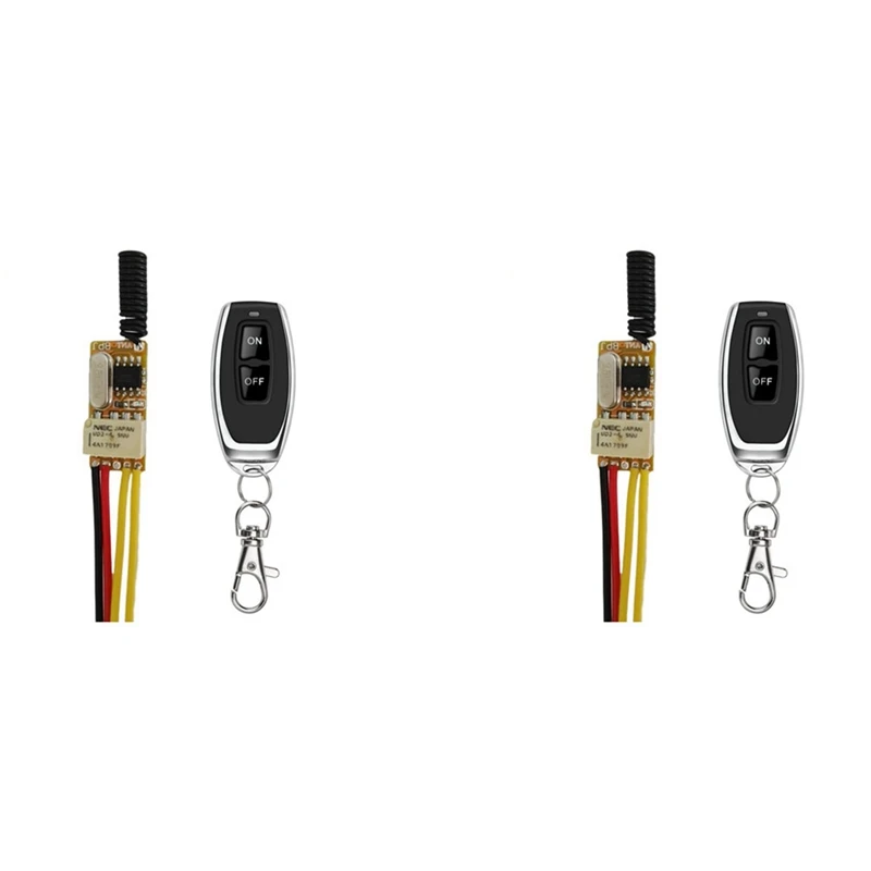 

2X Tiny RF Remote Switch 433MHZ 4.2V 4.5V 5V 6V 7.4V 9V 12V Small Relay Contact Wireless Switches NO COM NC Mini Switch