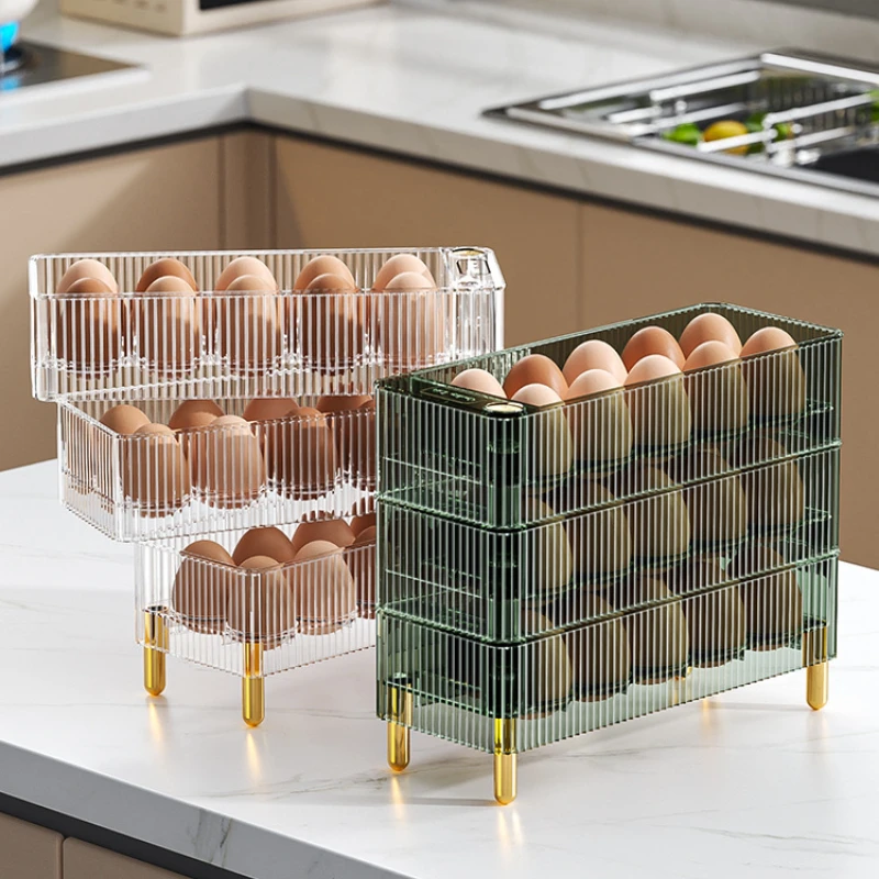 

Plastic Refrigerator Anti-Drop Egg Storage Box Support Stackable Kitchen Accessories Fresh-Keeping Fruit Egg Storage Container