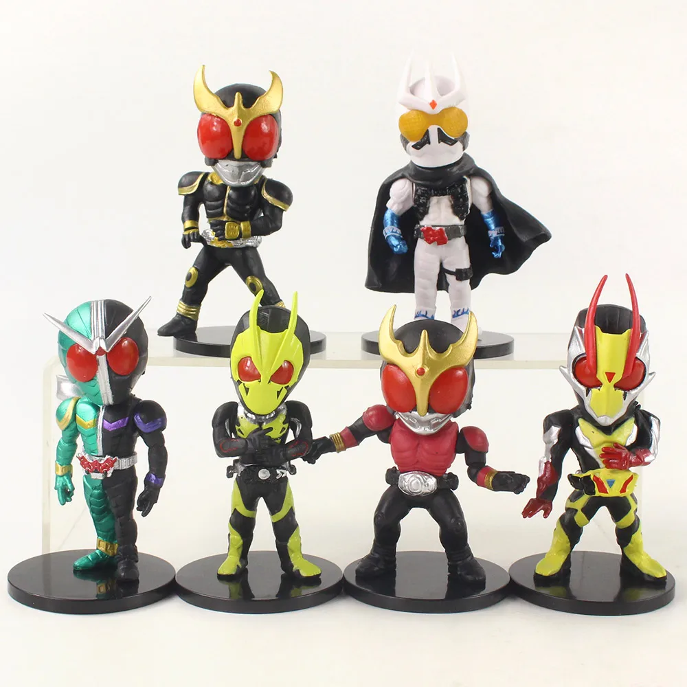 

6pcs/set 11-12cm Kamen Rider Figure Toys Keychains Kuuga Ryuki Aruto Agito PVC Q Version Model Cartoon Dolls Pendants