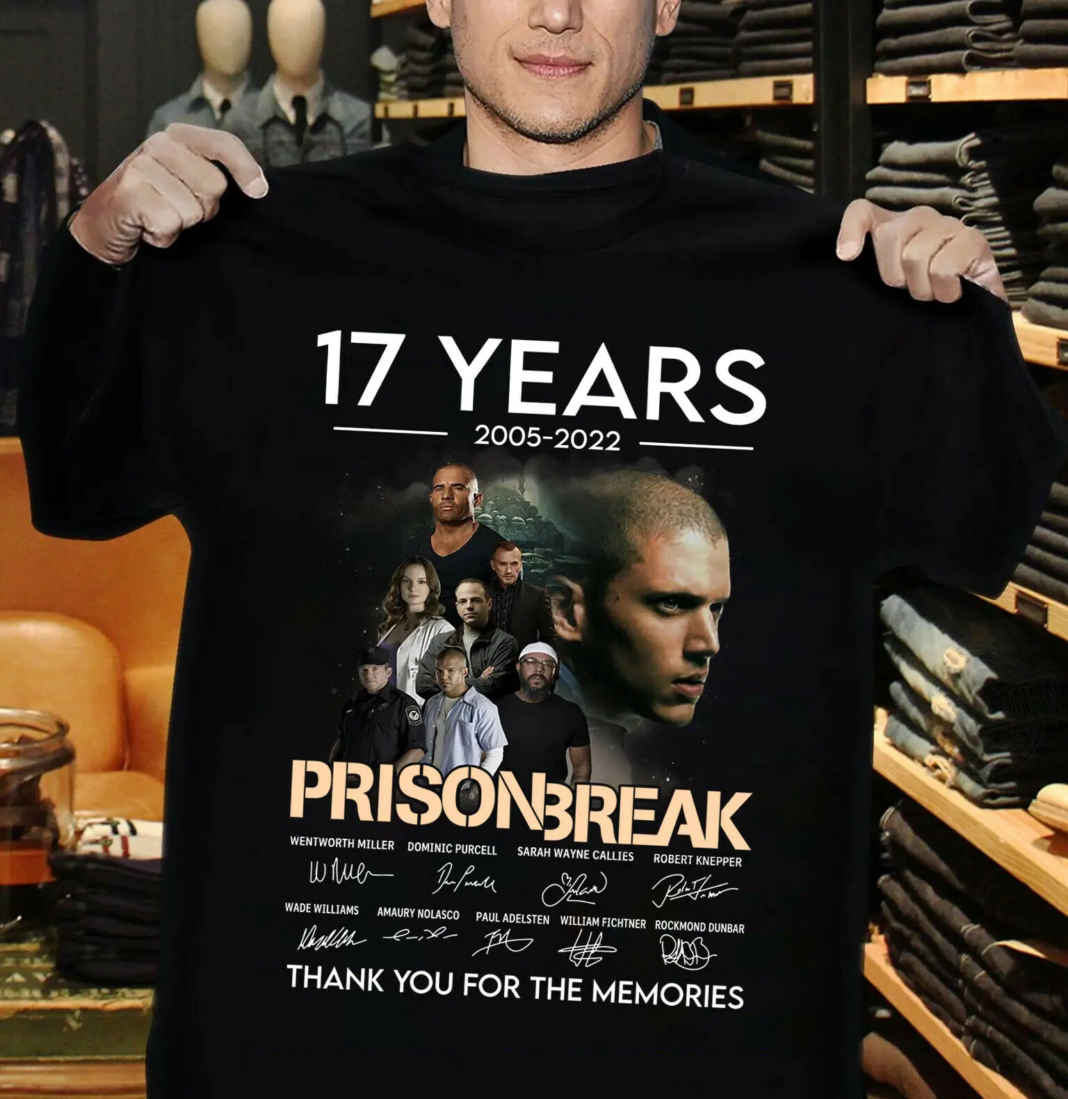 

Prison Break Signatures 17 Years 2005-2022 Anniversary Movie Film Tee Shirt