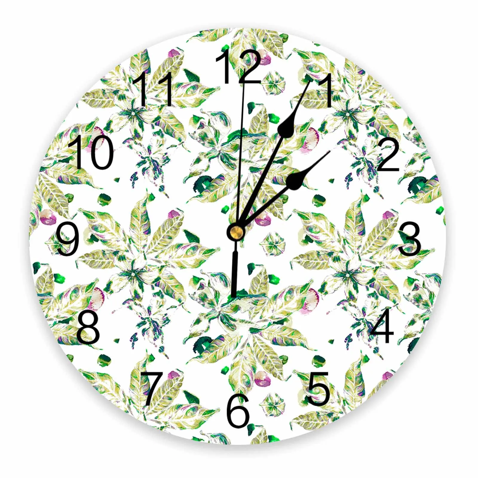 Настенные часы с изображением листьев и растений большие современные круглые