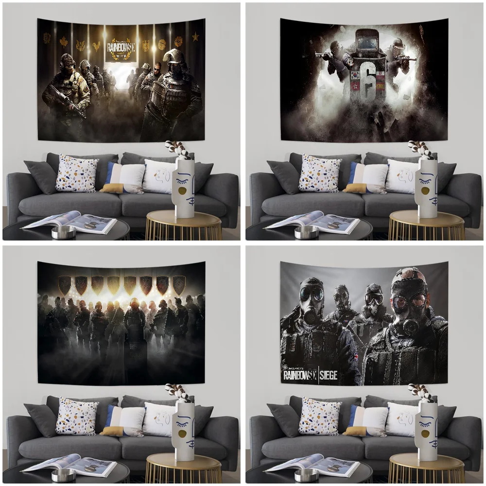 Game R-RainbowS-Sixs Tom C-Clancy Tapestry Art Printing Japanese Wall Anime Hanging Home Decor
