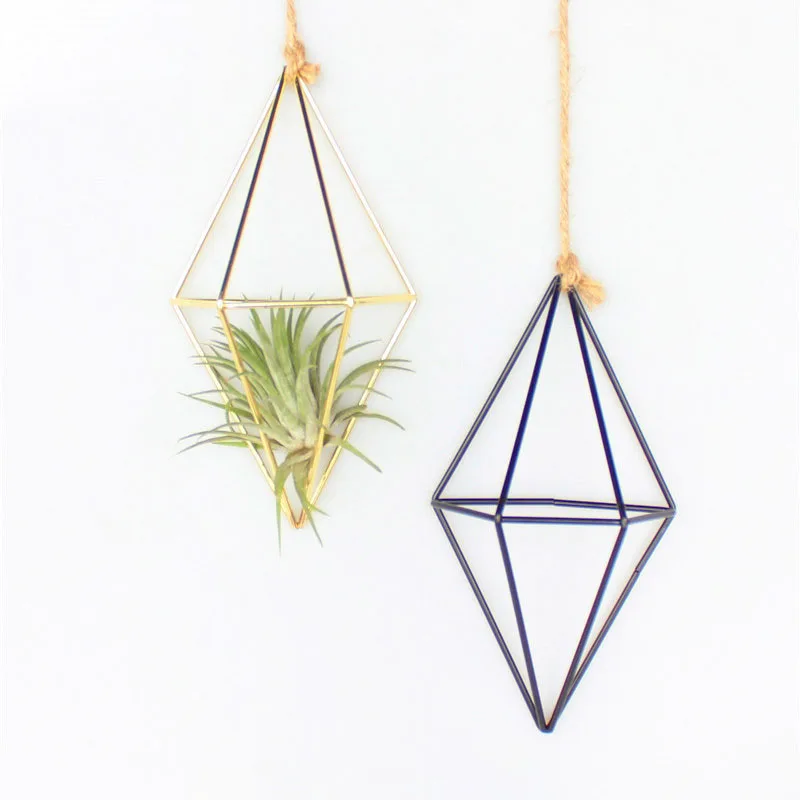 

Скандинавский геометрический цветочный горшок, Сказочная садовая металлическая подвесная корзина, металлический держатель для растений, ...