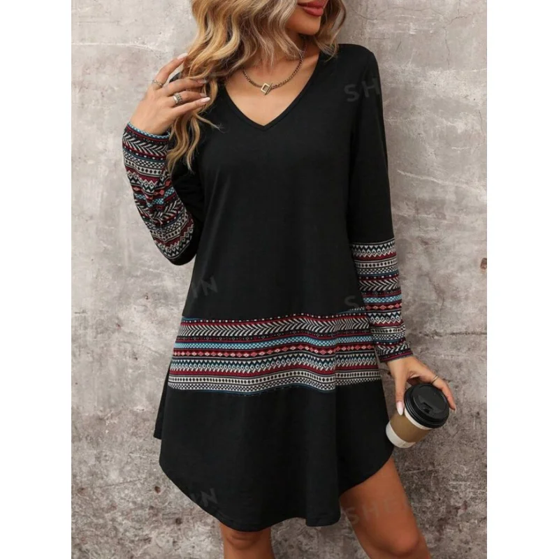 Женское элегантное модное платье с длинным рукавом осень