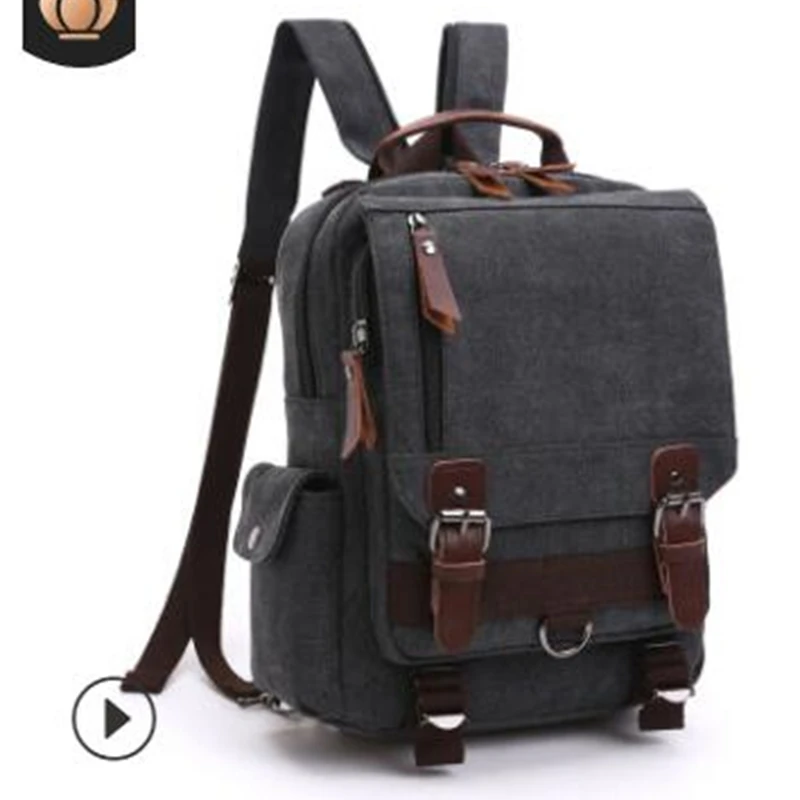 

Zuolunduo Men Canvas Backpack Man Laptop Rucksack School Bag Travel Backpacks for Teenager Male Notebook Man Bag pack Knapsack