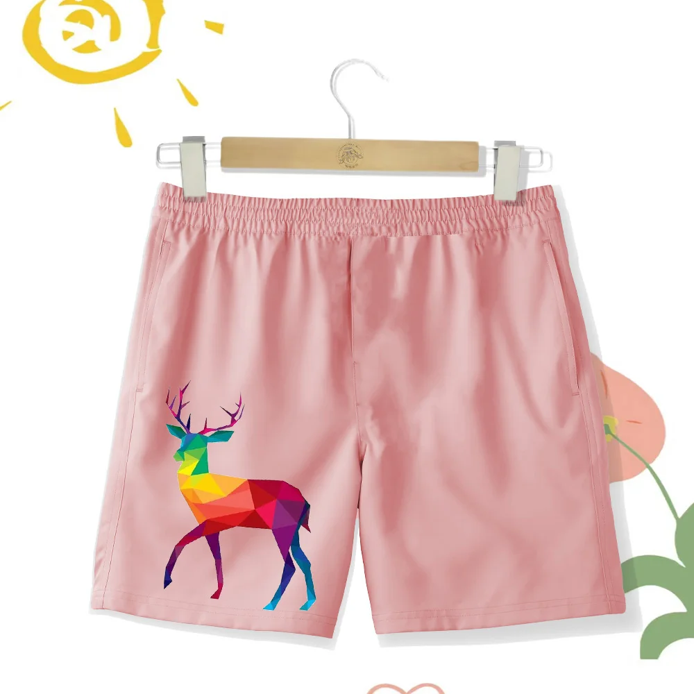 Быстросохнущие Детские Шорты-борды С Принтом Оленя. Удобные Спортивные