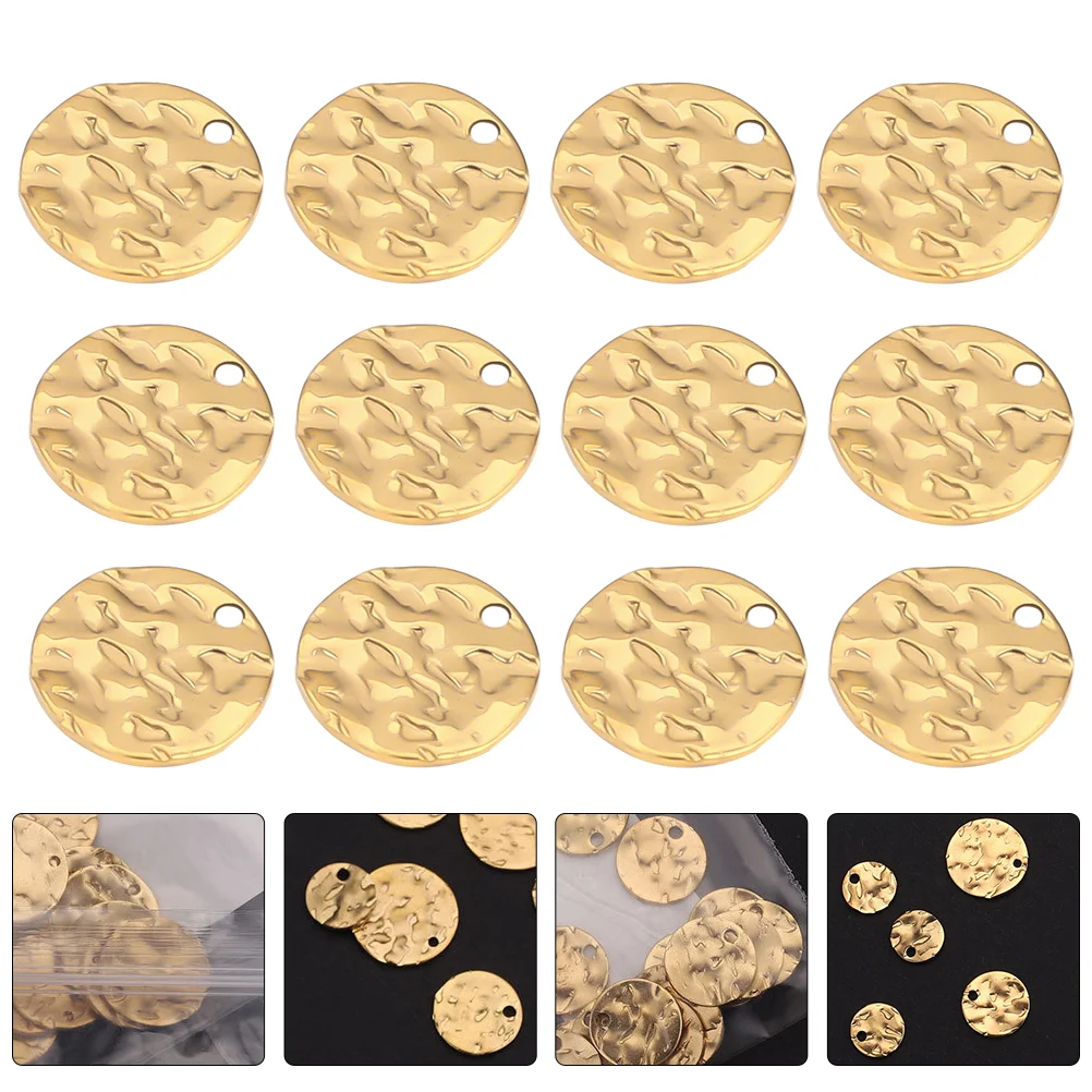 

20 Pcs Pendant Embossed Disc Hand Decor Earring Charms Stainless Steel Jewelry Ornaments