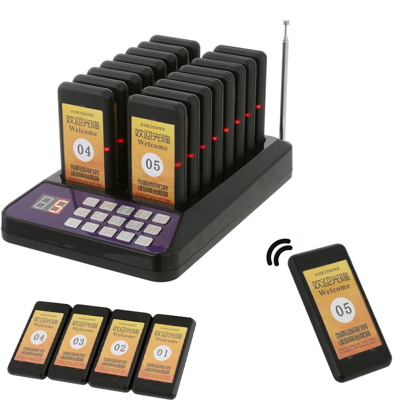 Restaurant Buzzer Pager Wireless Paging Guest Calling System for Cafe Dessert Shop Church Food Truck Court,Vibrate+Ring+Flash