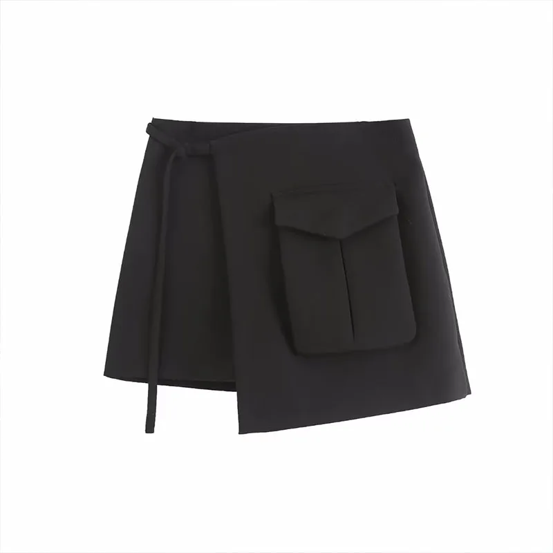 

ZATRHMBM, новинка 2023, модная Асимметричная мини-юбка, винтажные трапециевидные черные женские юбки с завышенной талией и боковой молнией, Mujer