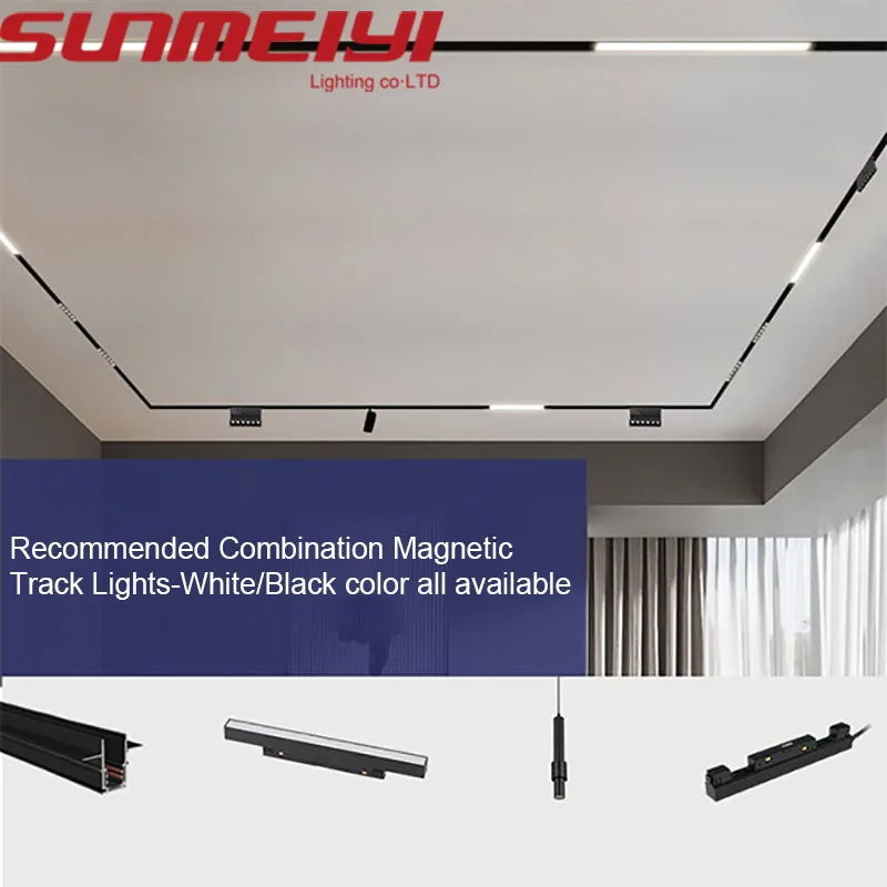 

White Magnetic Track LED Light Flexible Ceiling For Creativity Lighting Magnet Rail System For Indoor Living Home Room Corridor