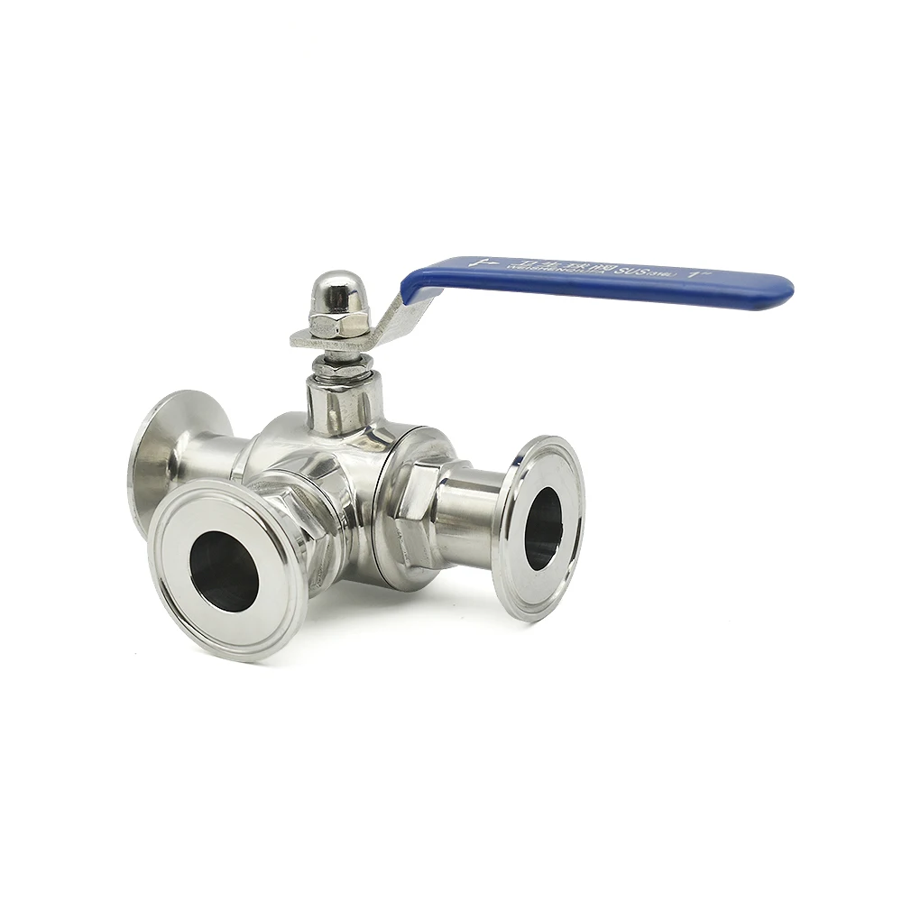 Санитарный 3-ходовой шаровой клапан из нержавеющей стали SS304