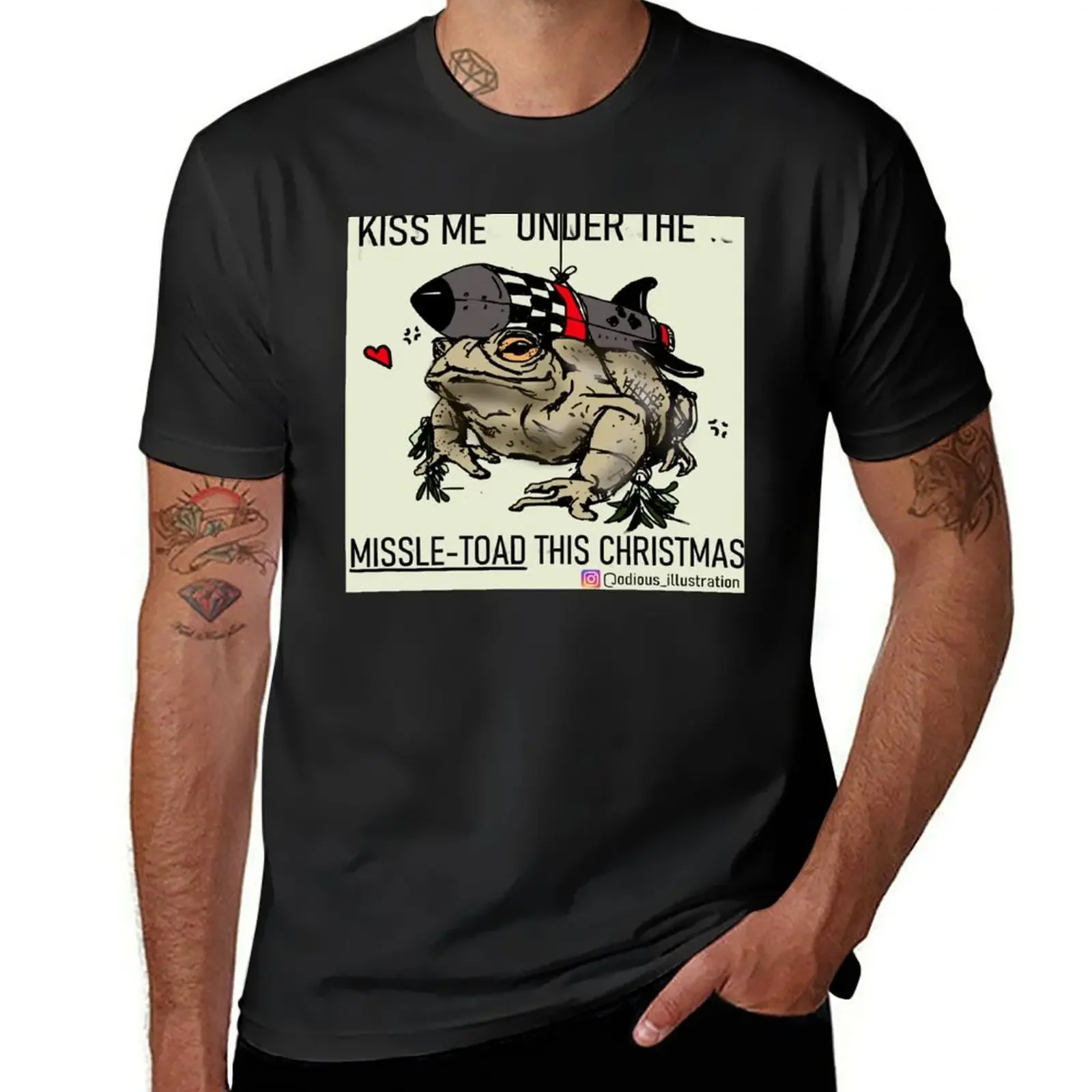 Поцелуй меня под Missle-Toad это рождественская футболка летний топ футболки мужские