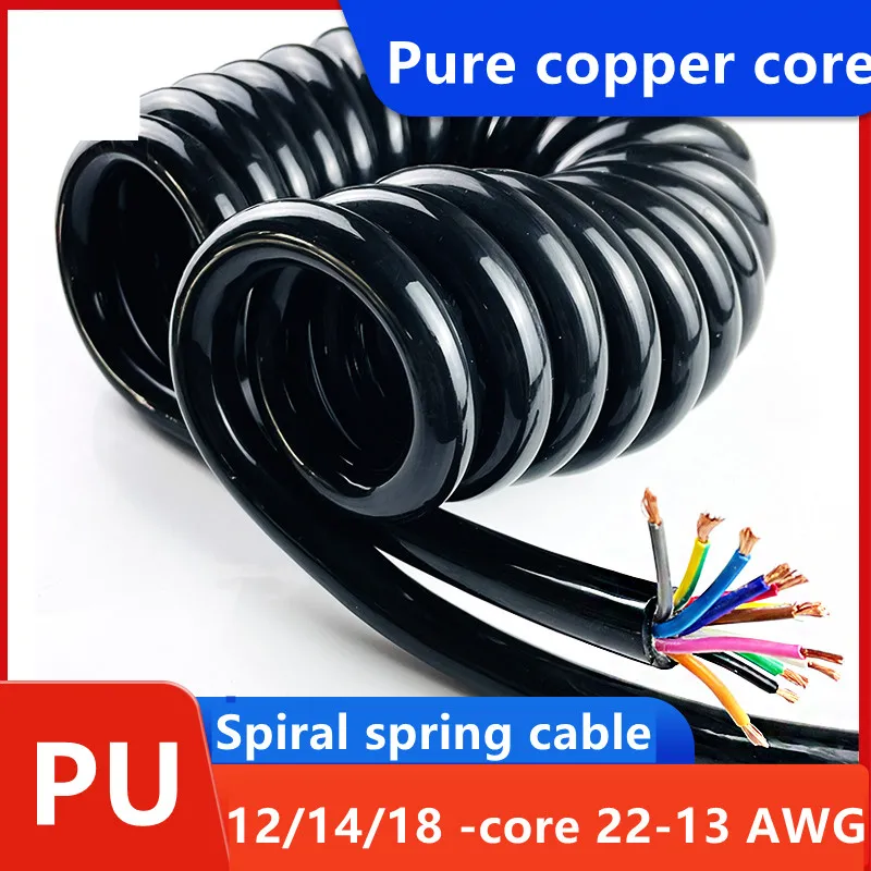 Фото Пружинный кабель из искусственной кожи 12/14/18 Core 15 20 18 17 Awg Stretch 1 2 3 4 5 6 7 8 9 10 11 12 13 14 15 метров Спиральный телескопический провод №1