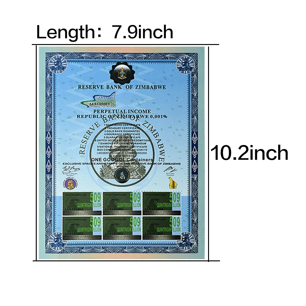 

One Googol Containers Reserve Bank of Zimbabwe Banknotes with UV Anti-count Large Zimbabwe Paper Money