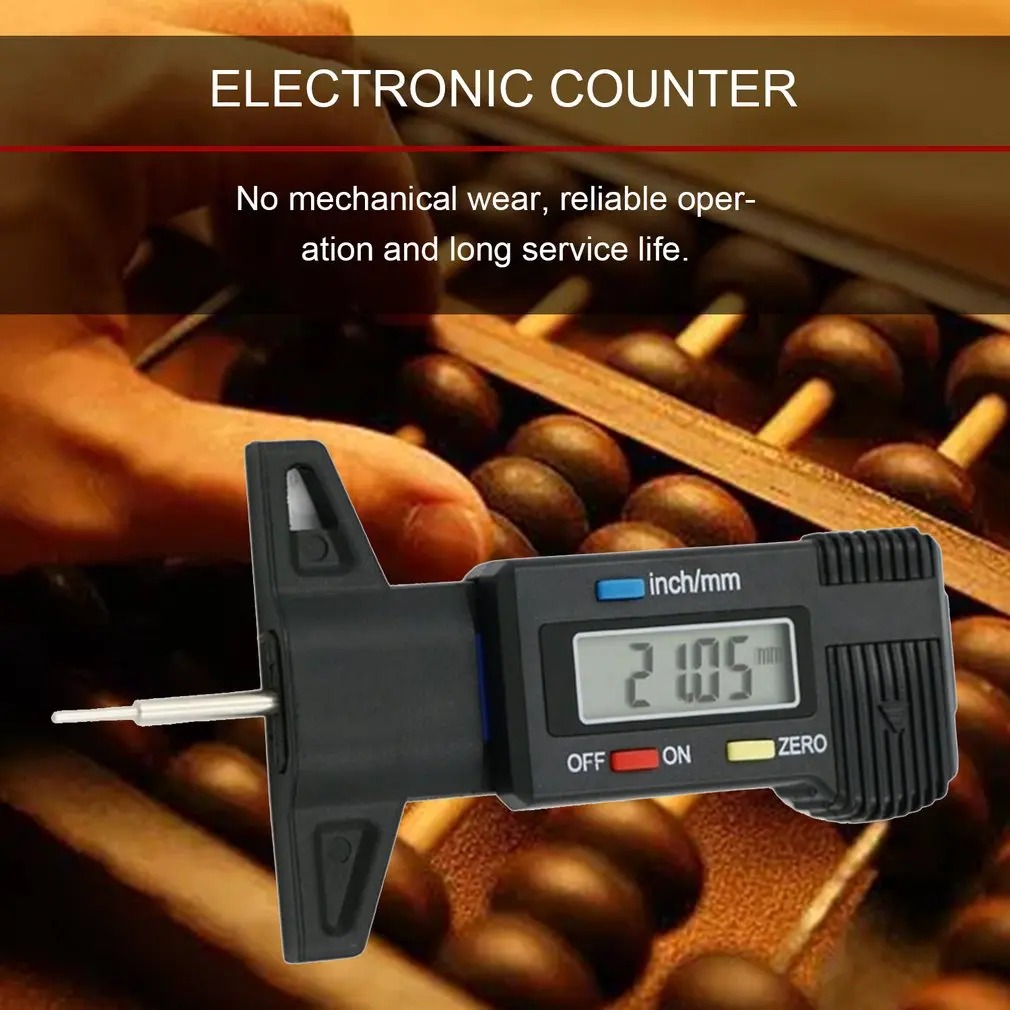 

Цифровой измеритель глубины шины, инструмент для измерения глубины покрышки, с ЖК дисплеем, 0-25,4 мм