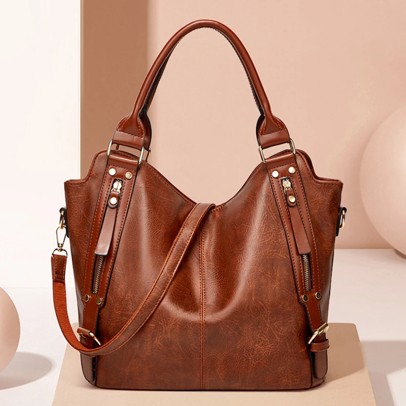 

Сумка на плечо женская из экокожи, роскошная вместительная дизайнерская сумочка-тоут с боковыми карманами