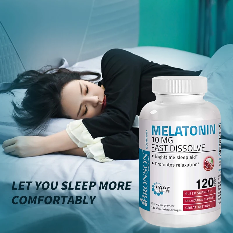 

Мгновенные капсулы Bronson Melatonin 10 мг, улучшает сон, способствует глубокому сну, добавка к сну