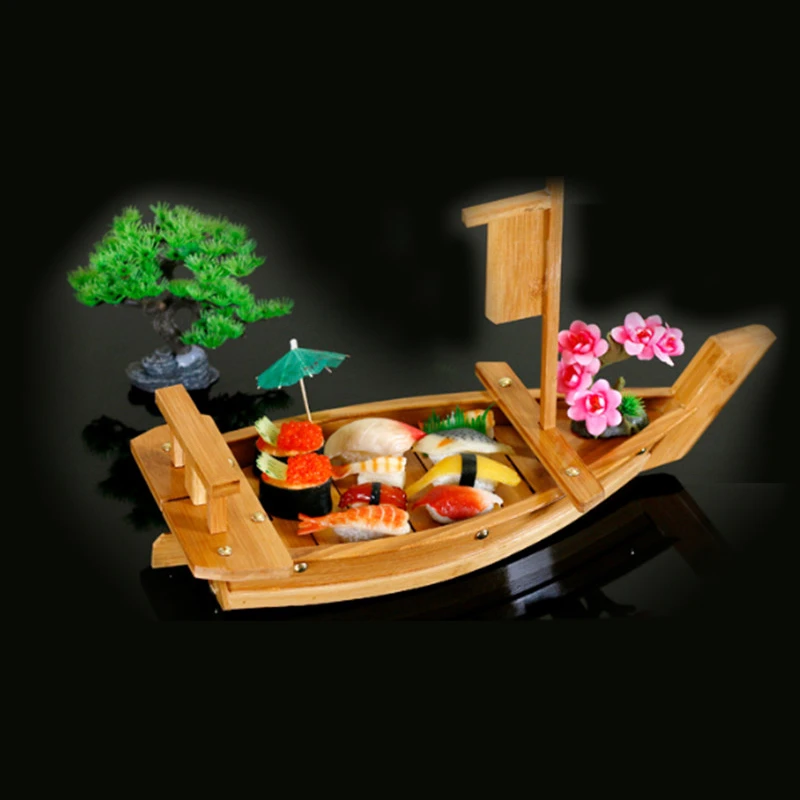 Большие японские лодки для суши и сашими из дерева, длиной от 40 до 90 см, для холодных закусок в ресторане, сделанные вручную.