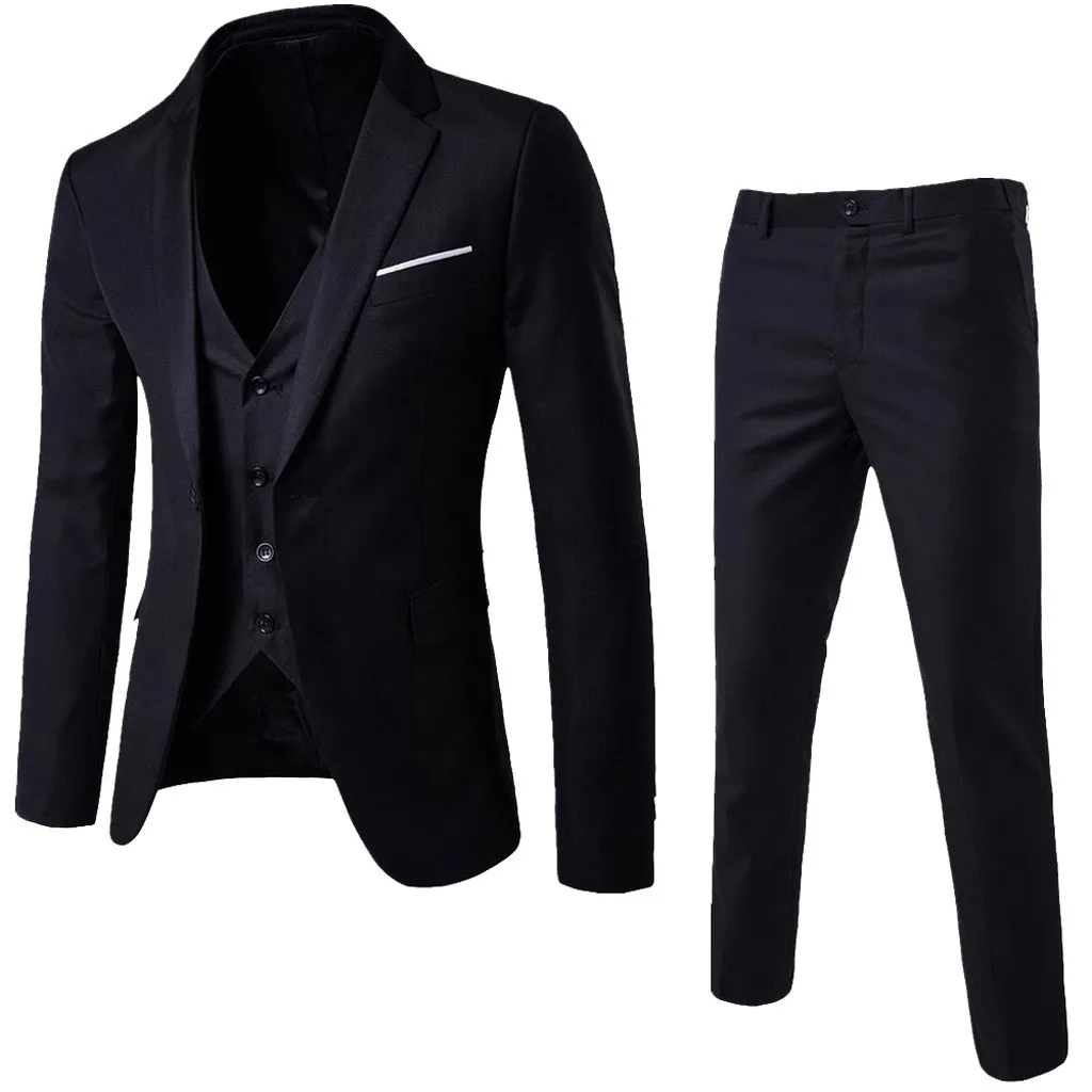 

Three - Piece Plaid Male Business Suit Formal 2022 for Men 's Fashion Wedding Dress Suit ( Jacket + Vest + Pants )