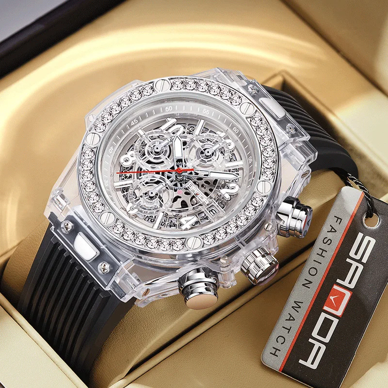 

2023 New Fashion Creative Watch Men Luxury Silicone Skeleton 30M Waterproof Luminous Date Sports Chronograph Wristwatches Clock
