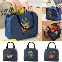 lunch bag canvas insulated cooler bags women work lunch thermal handbag kids food organizer cute monster print portable packet