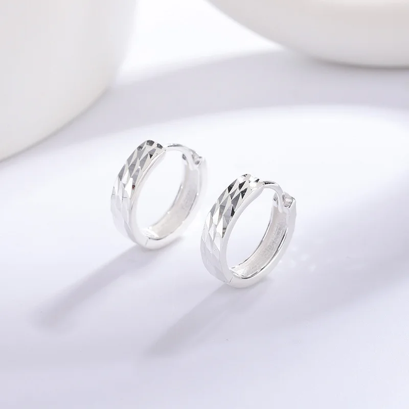 

New S925 Sterling Silver Smooth Face Earrings for Men and Women, Sparkling Cut, Versatile Earrings, Light Luxury Earrings