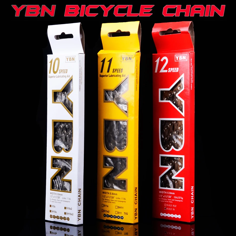 

Free Shipping YBN X12 x10 x10sl x9sl x11sl bike chain 9 10 11s gold mountain road sram SHIMANO116 length