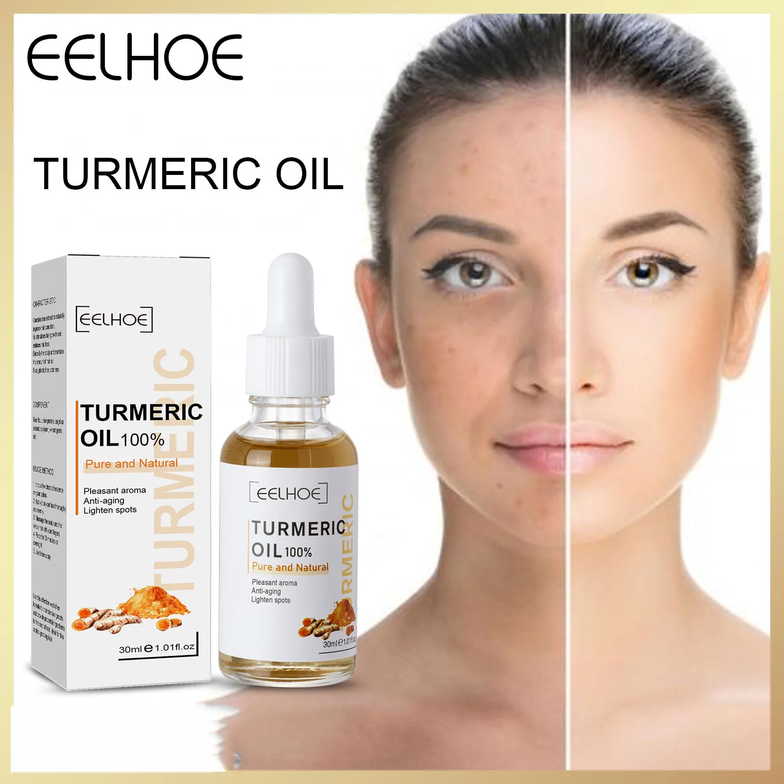 

30ml Turmeric Oil Skin To Lightening Acne Dark Patches Acne Bright Skin Dark Spot Corrector Anti Aging Face Whitening Serum Care