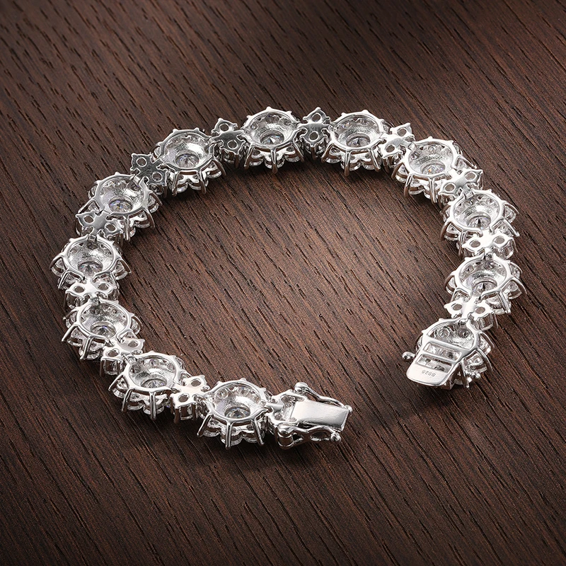 Теннисный браслет Halaile D Color Full Moissanite из стерлингового серебра S925 с подсолнухом и